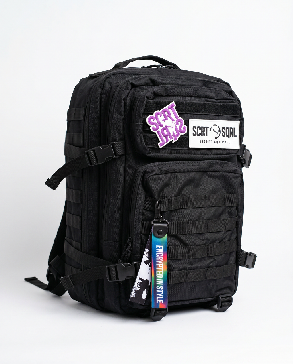 SCRTSQRL Black Tactical Backpack