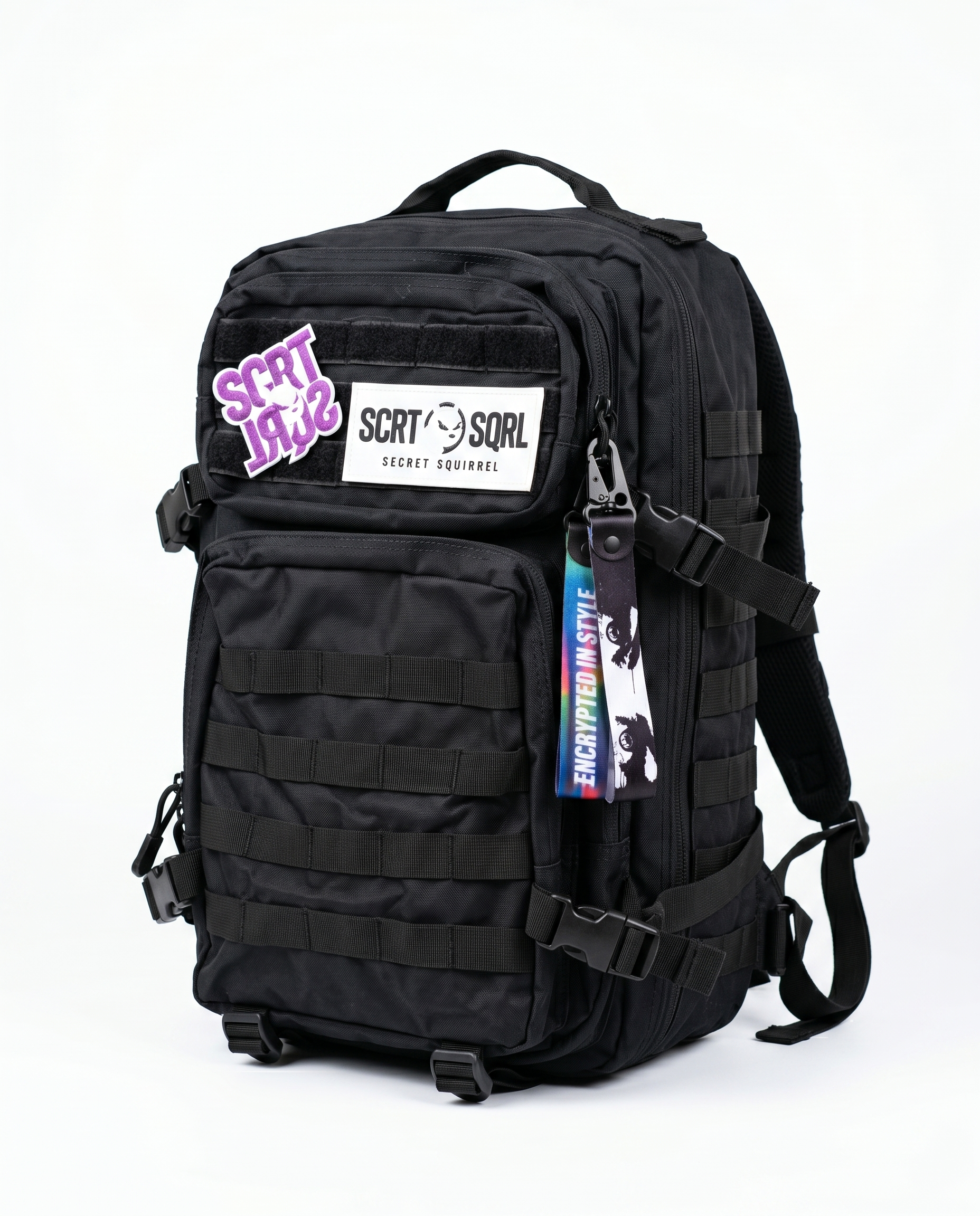 SCRTSQRL Black Tactical Backpack